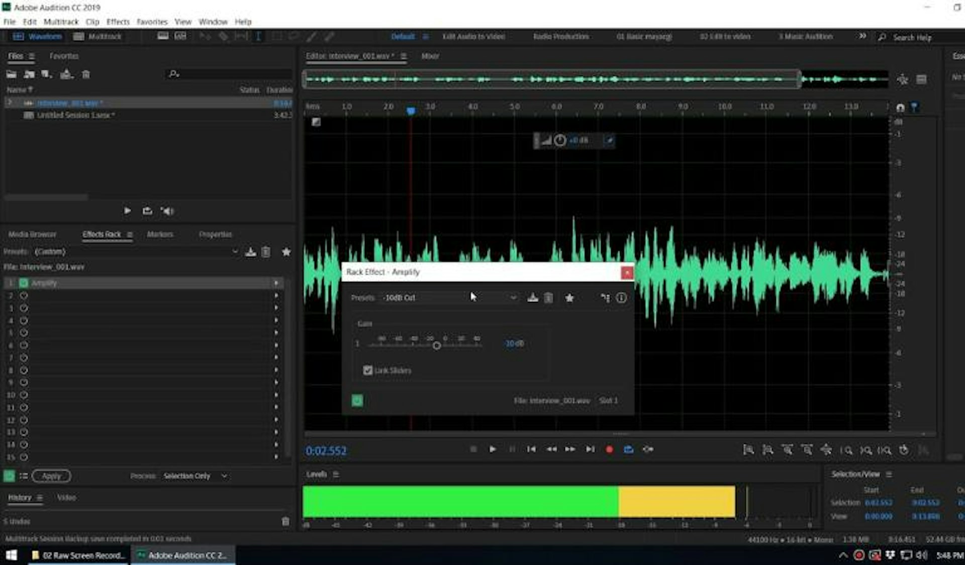 This is what audio effects look like in Adobe Audition.