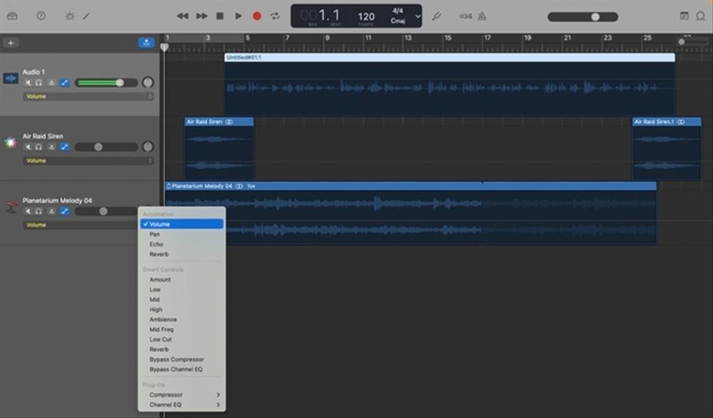 This is what automations look like in GarageBand.